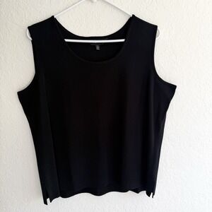 Ming Wang Women's Black Sleeveless Knit Tank Top Shell Large Capsule Office